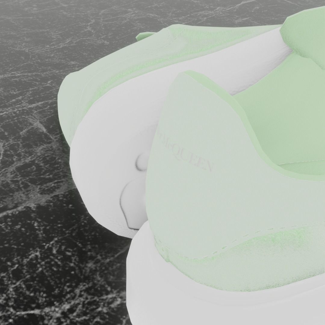 ALEXANDER MCQUEEN 3D SHOES - GREEN GLITTER Low-poly 3D model_10