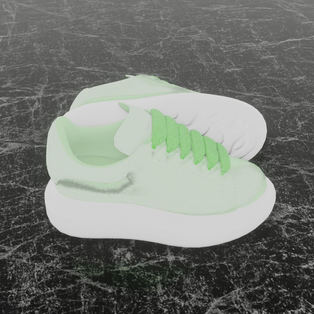 ALEXANDER MCQUEEN 3D SHOES - GREEN GLITTER Low-poly 3D model_4