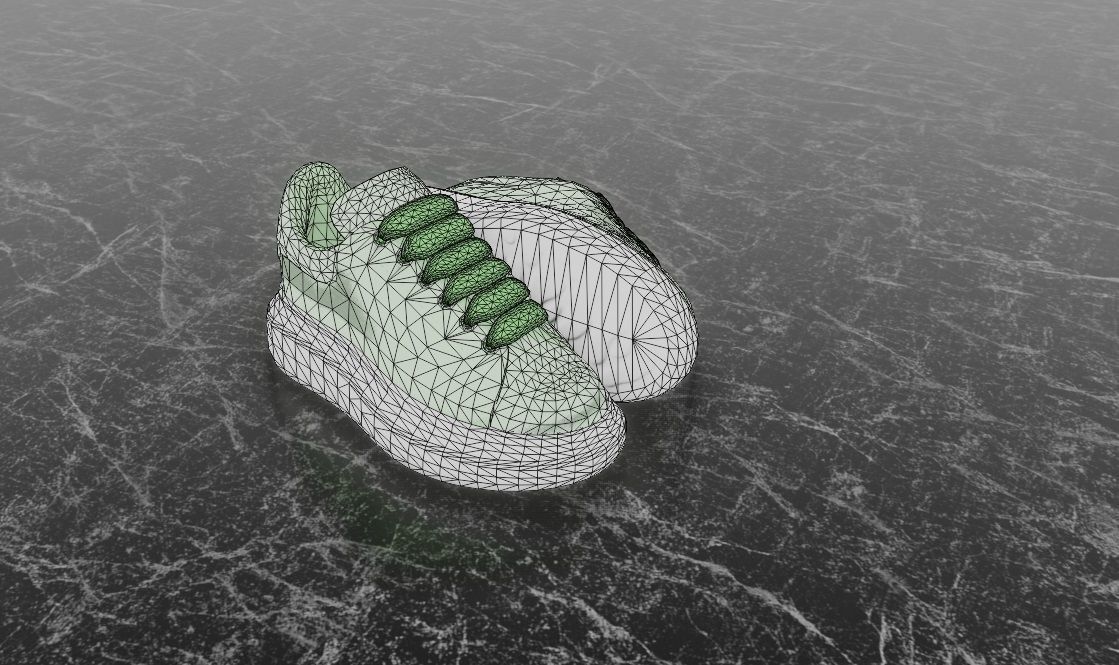 ALEXANDER MCQUEEN 3D SHOES - GREEN GLITTER Low-poly 3D model_12