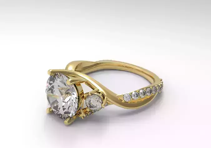 Twisted Pave Solitaire Ring