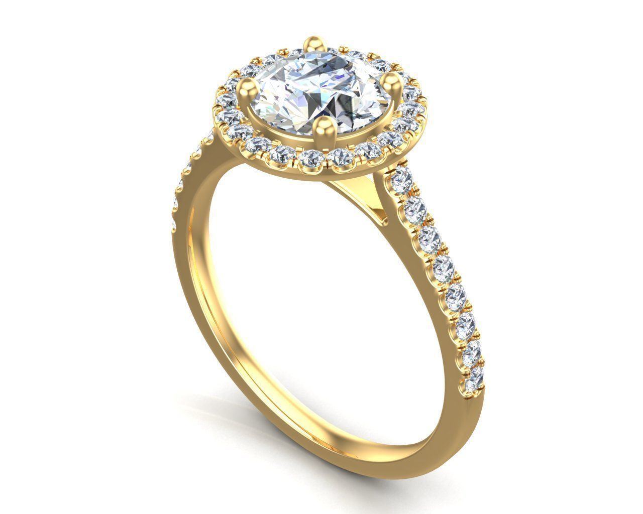 Round Cut Diamond Ring 3D print model_4