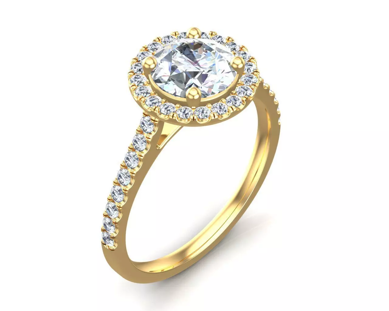 Round Cut Diamond Ring 3D print model_0
