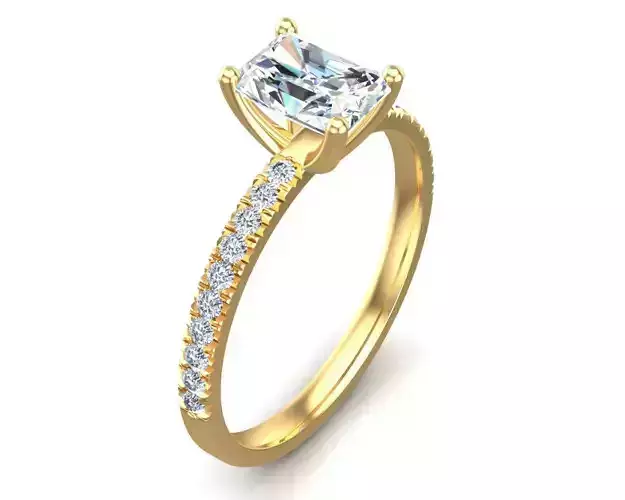 Radiant Cut Diamond Ring 3D print model