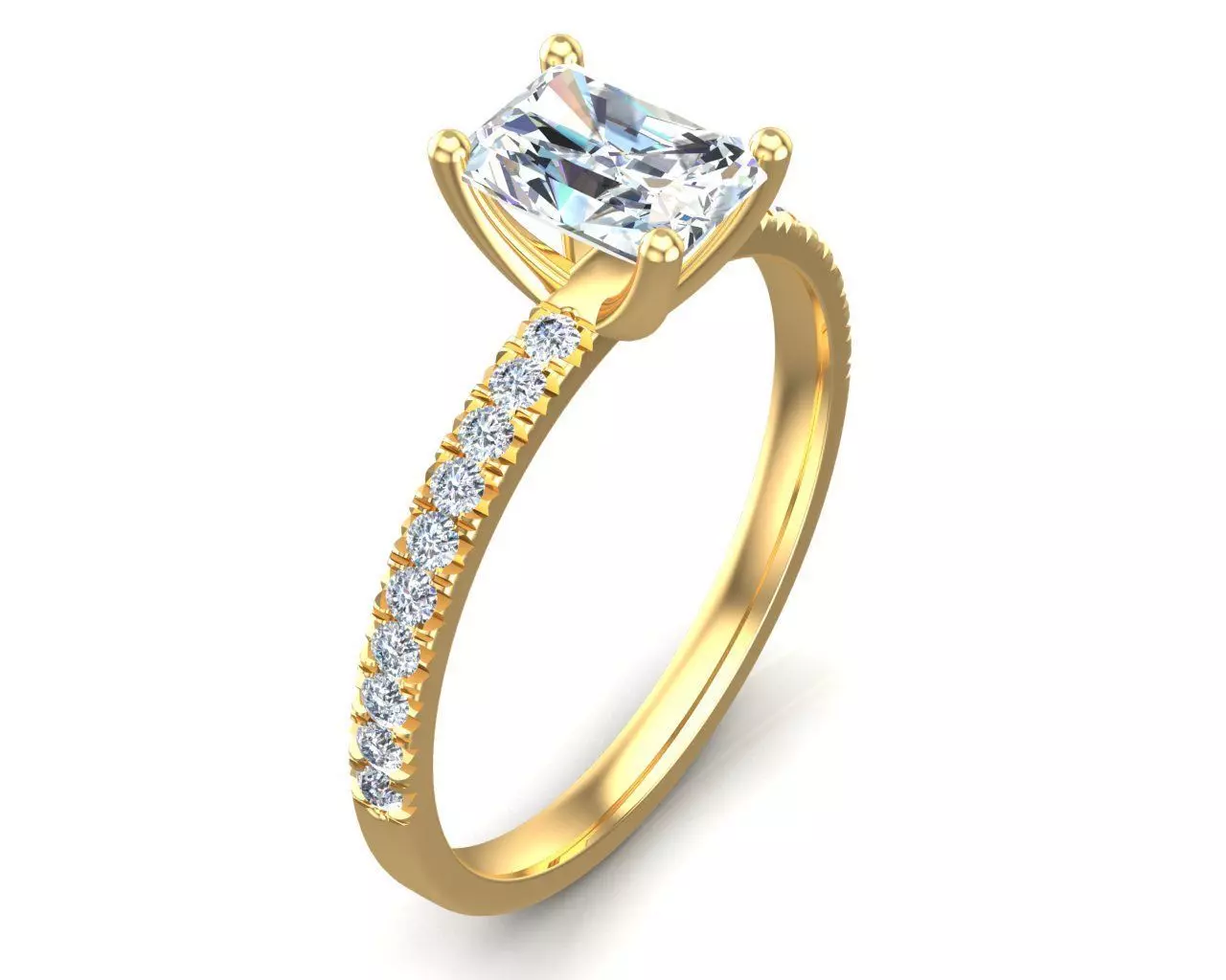 Radiant Cut Diamond Ring 3D print model_0