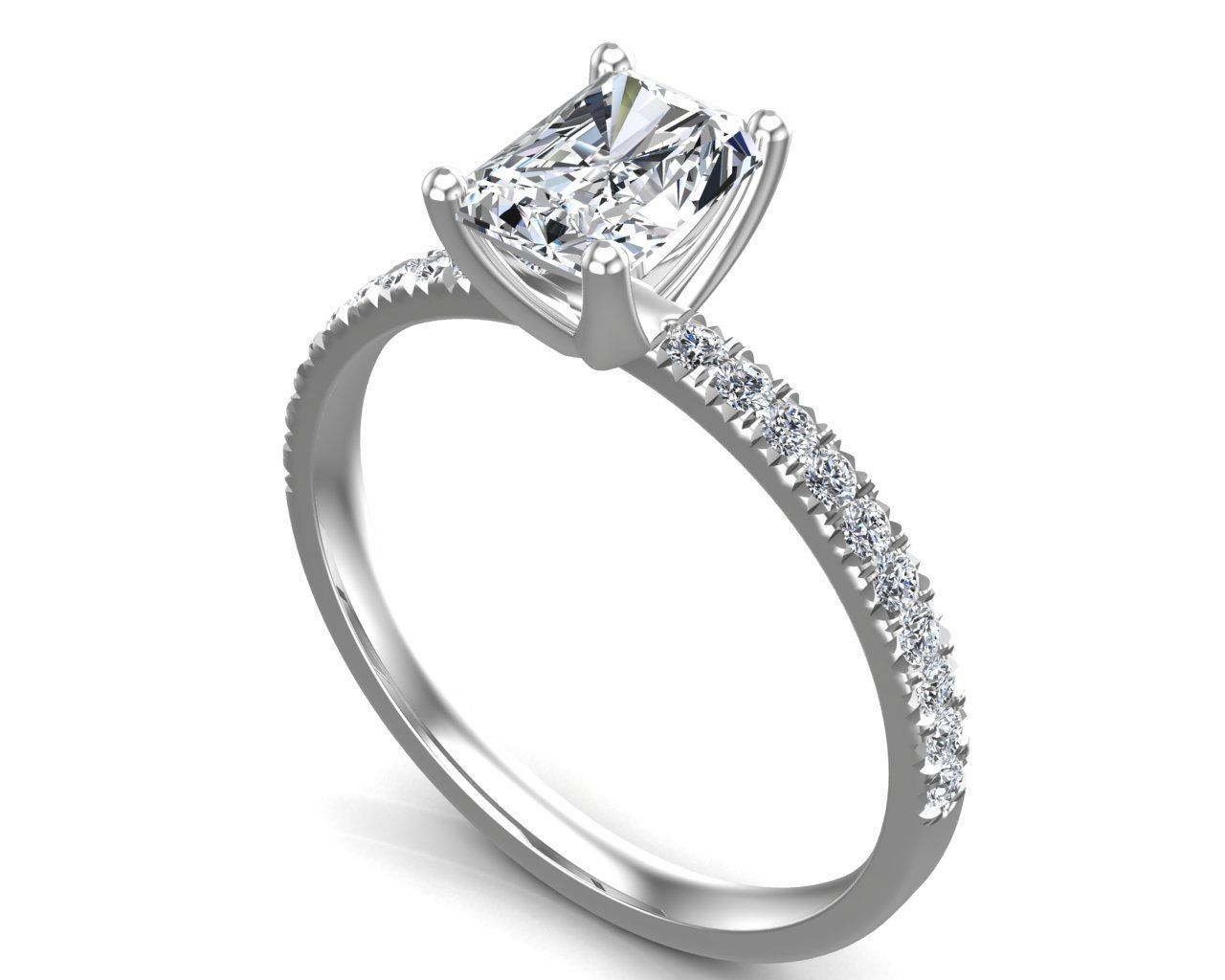 Radiant Cut Diamond Ring 3D print model_8