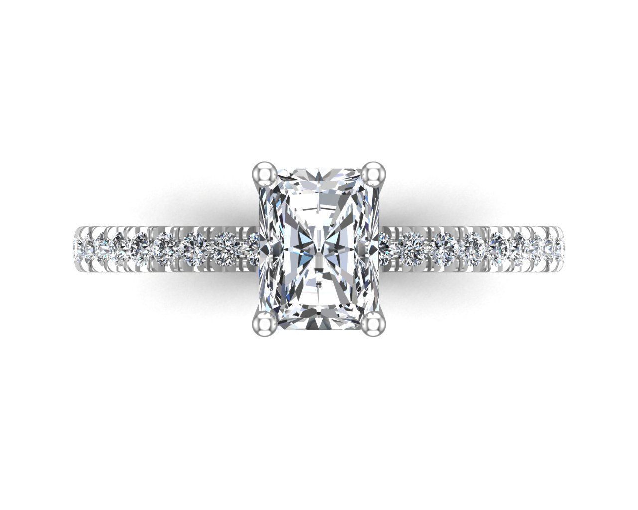 Radiant Cut Diamond Ring 3D print model_7
