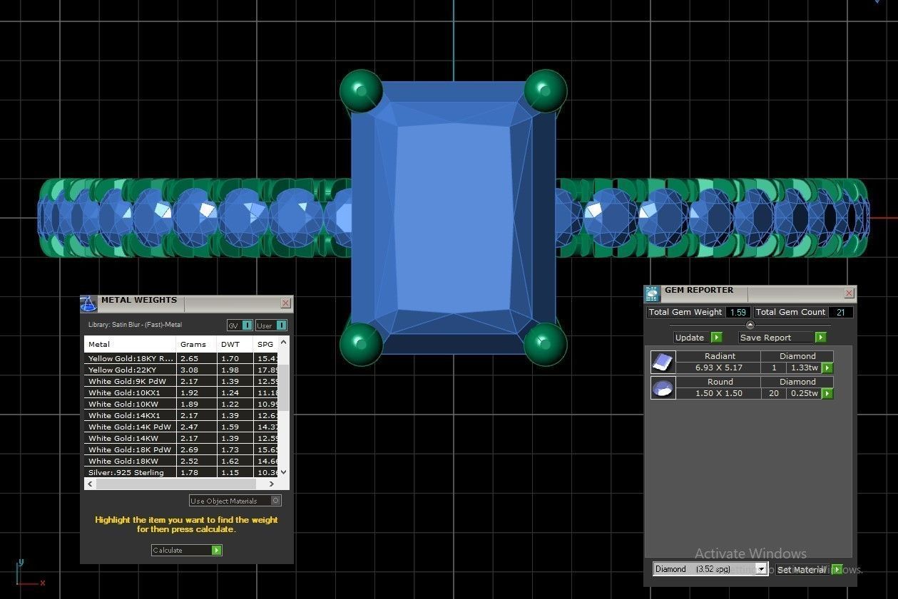 Radiant Cut Diamond Ring 3D print model_2