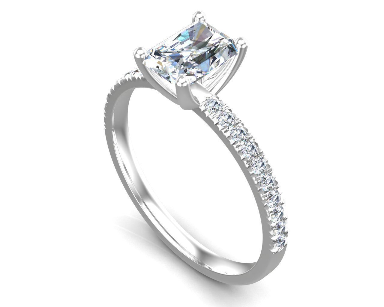 Radiant Cut Diamond Ring 3D print model_6