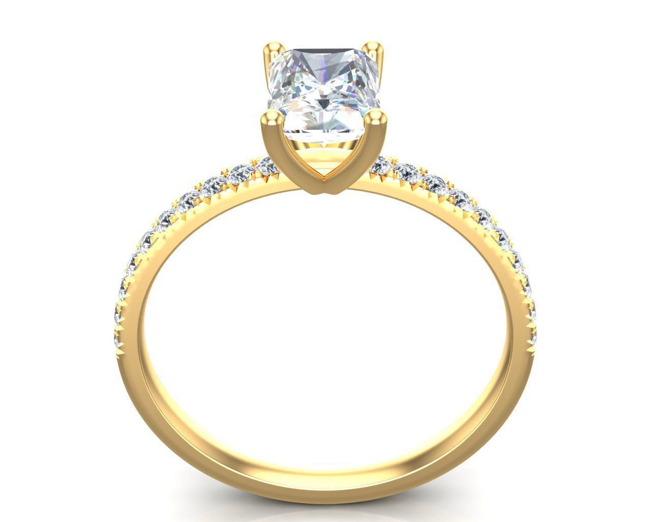 Radiant Cut Diamond Ring 3D print model_3