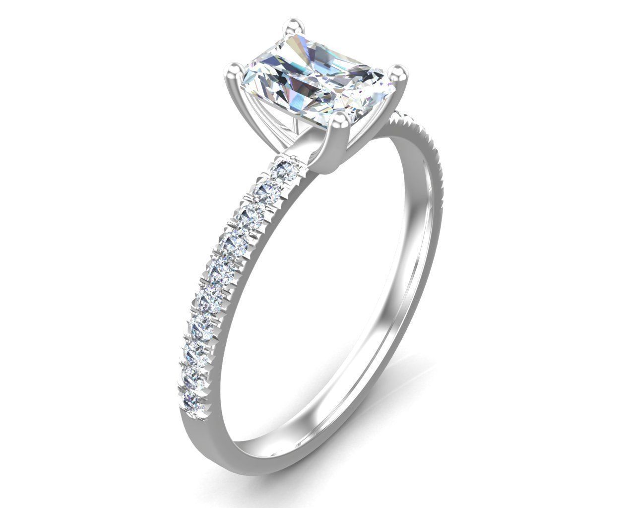 Radiant Cut Diamond Ring 3D print model_1