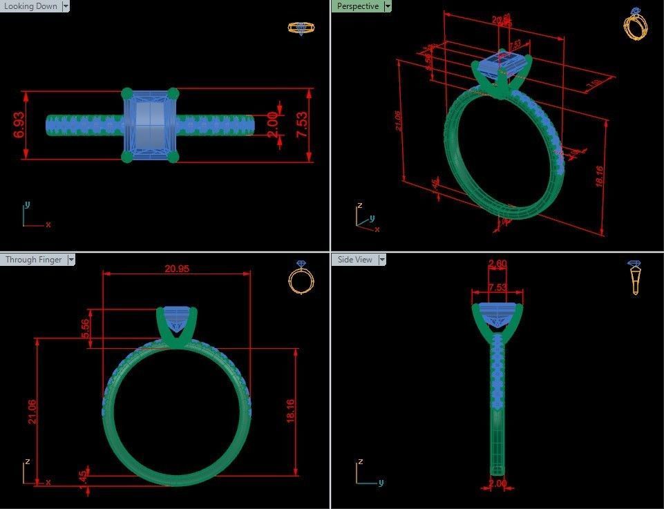 Radiant Cut Diamond Ring 3D print model_9