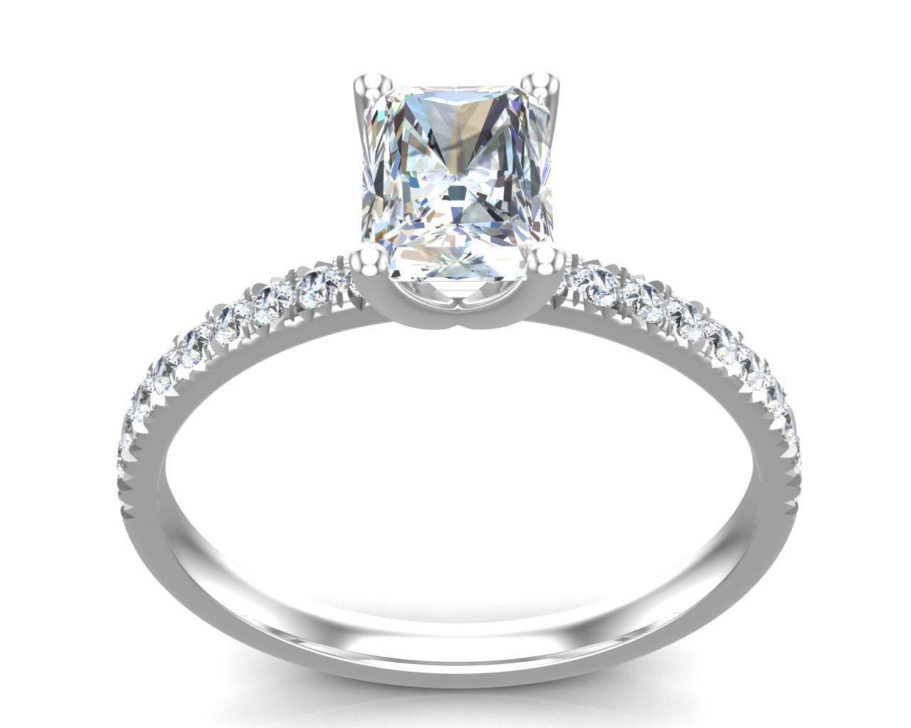 Radiant Cut Diamond Ring 3D print model_4
