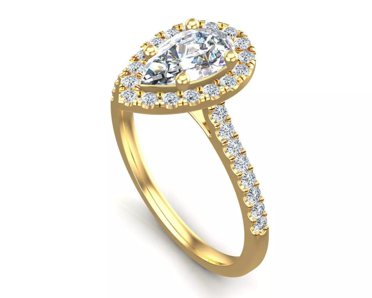 Pear Shaped Diamond Engagement Ring 3D print model