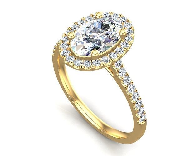 Oval Cut Diamond Ring 3D print model
