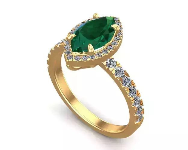 Marquise Cut Diamond Halo Ring                       