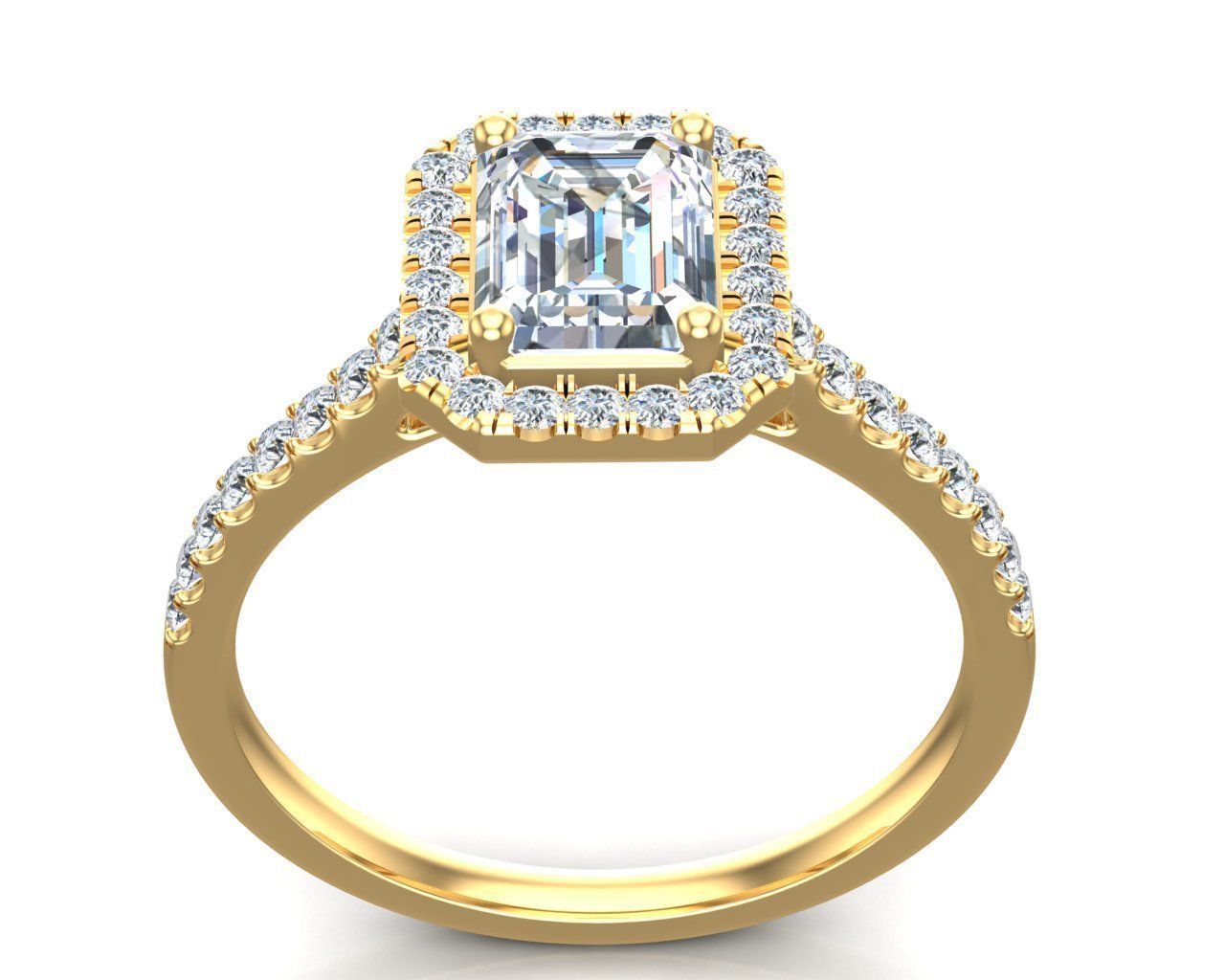 Diamond Emerald Ring 3D print model_3