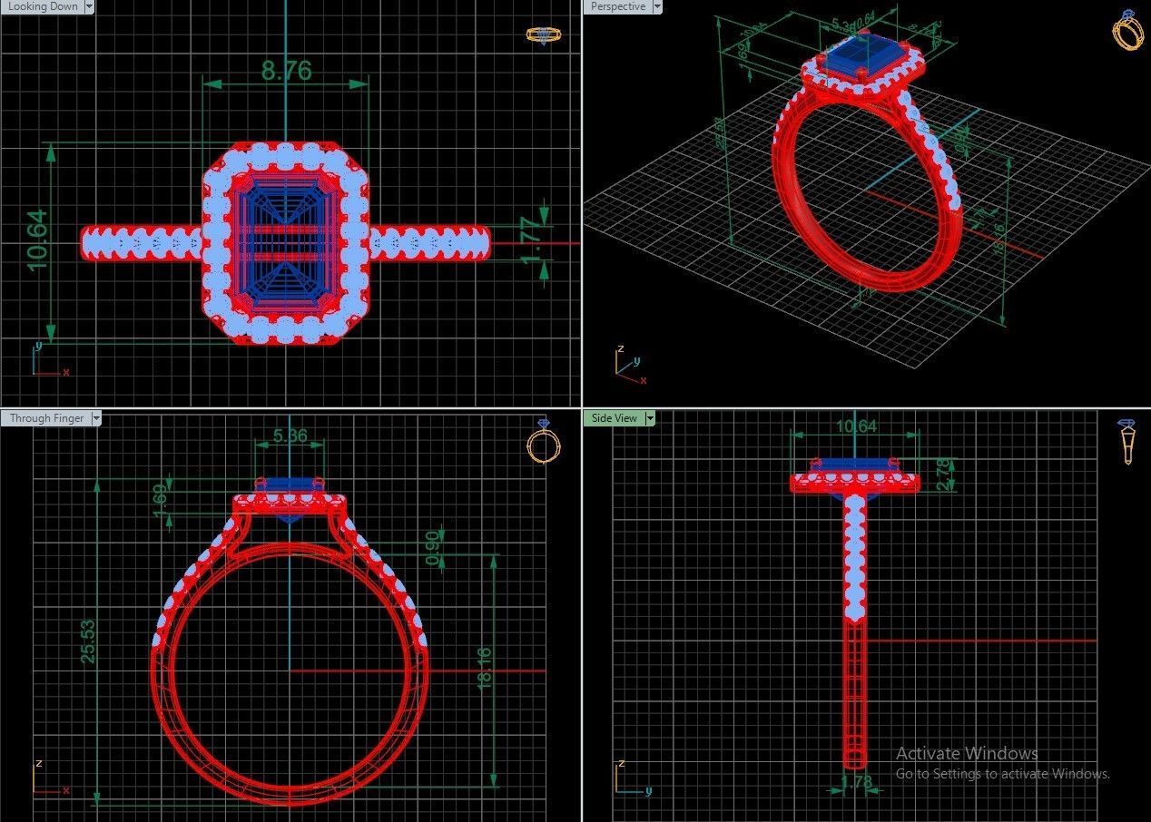 Diamond Emerald Ring 3D print model_9