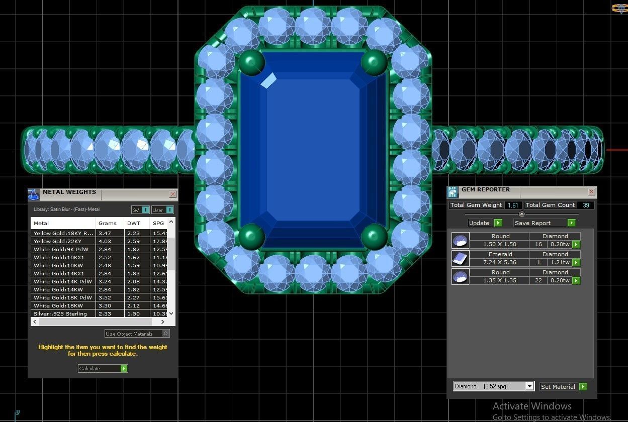 Diamond Emerald Ring 3D print model_2