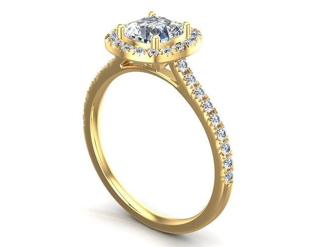 Cushion Cut Diamond Ring 3D print model