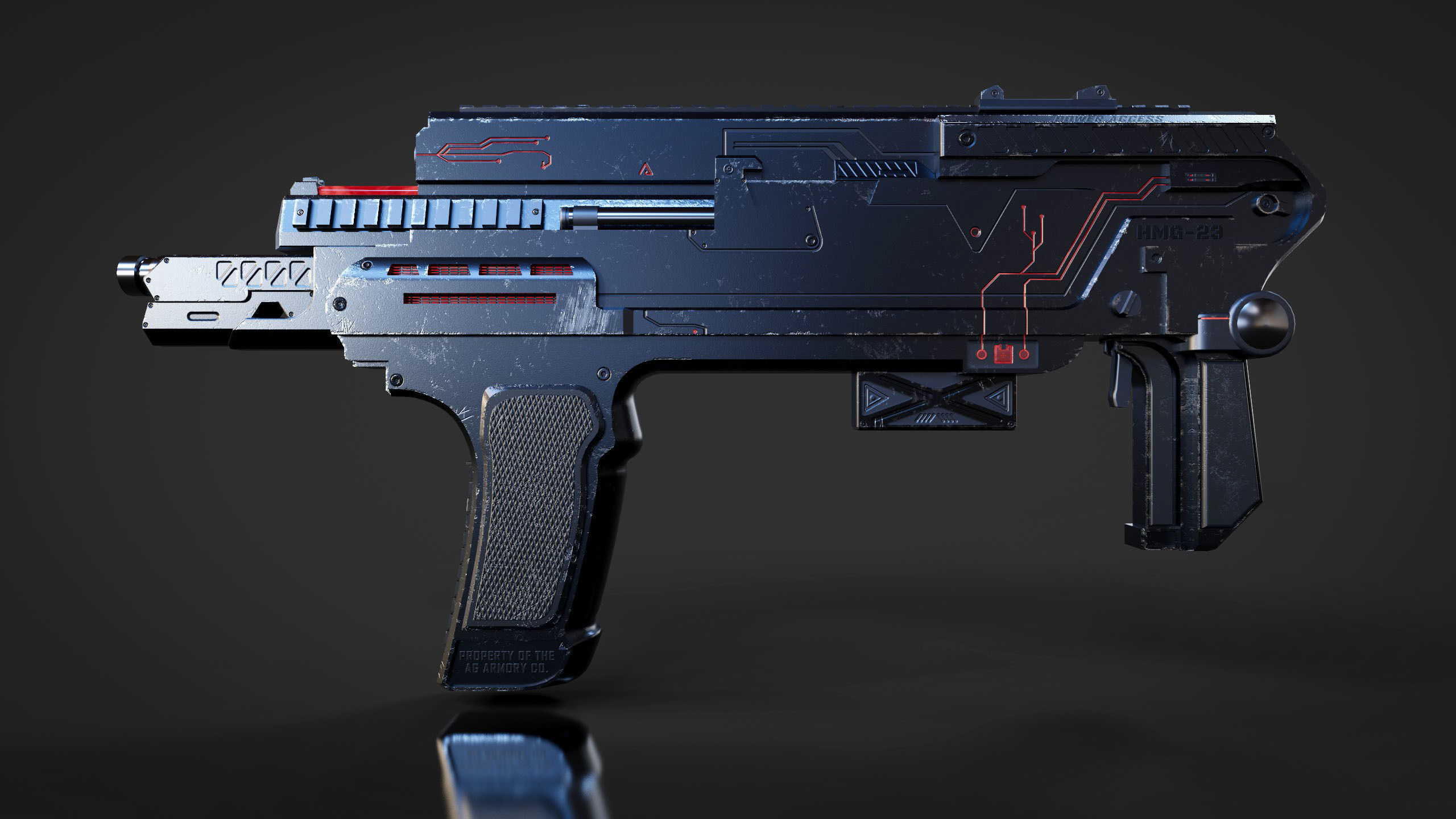 Plasma Machine Gun Low-poly 3D model_1