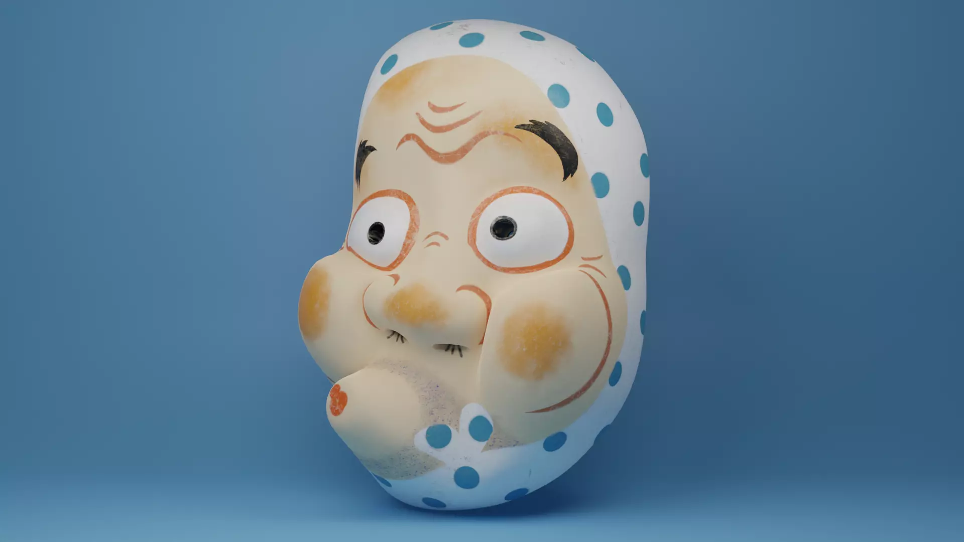 Hyottoko mask 3D model_0