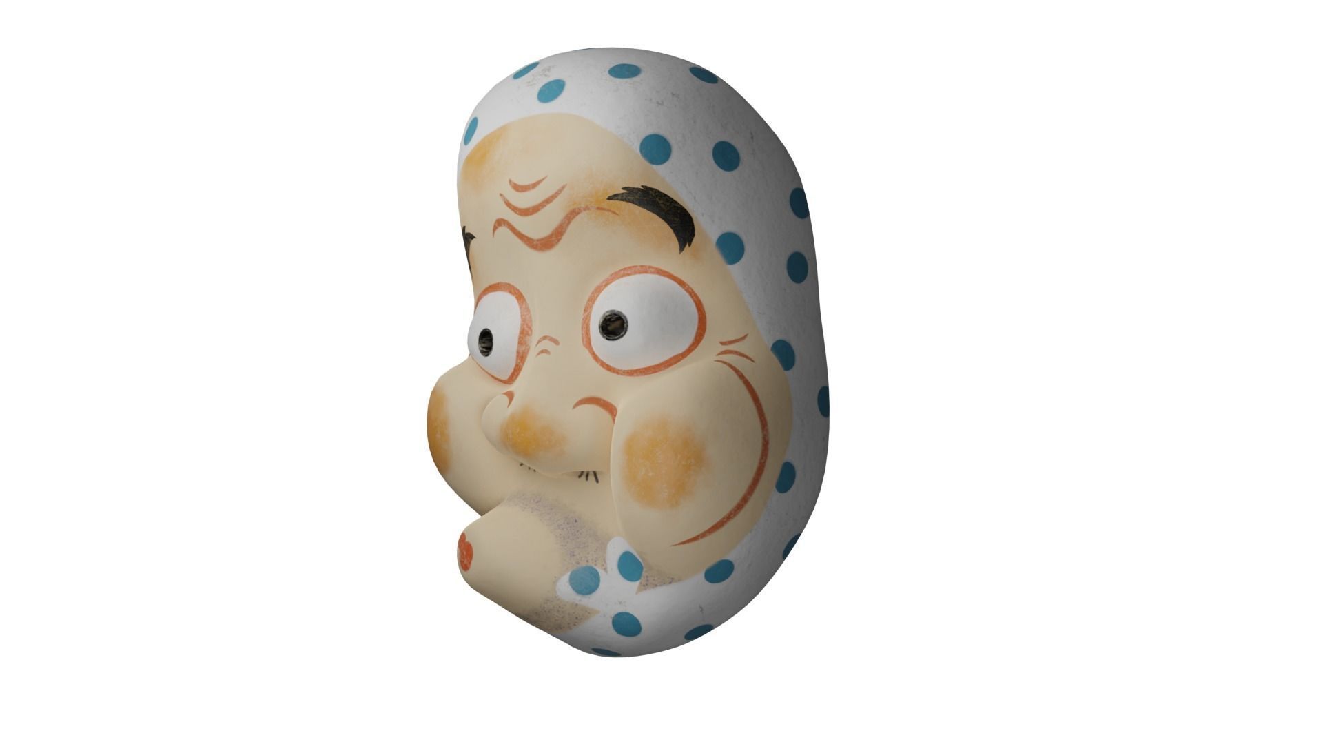 Hyottoko mask 3D model_2