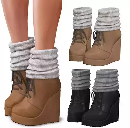 Wedge Ankle Boots with Socks