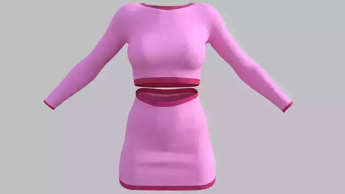 Pink crop top and short skirt