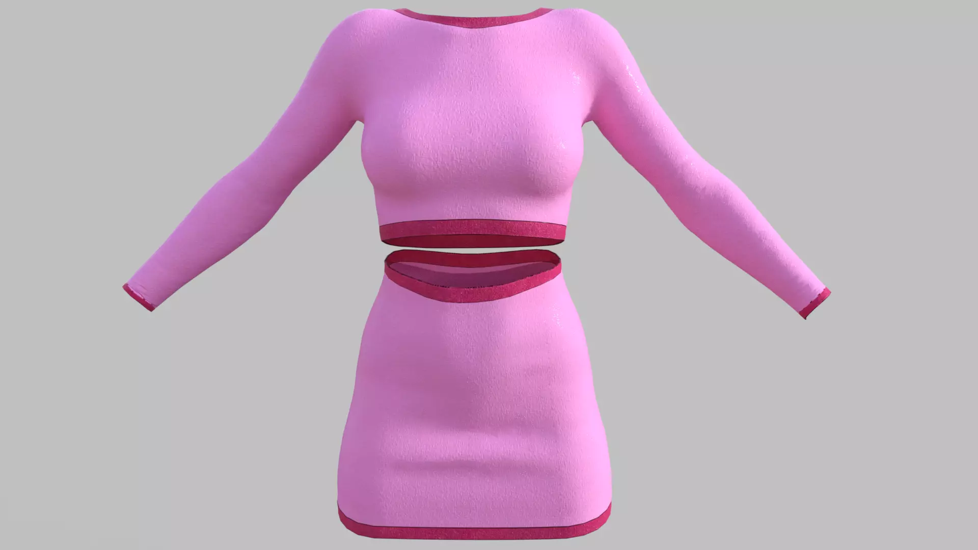 Pink crop top and short skirt Free 3D model