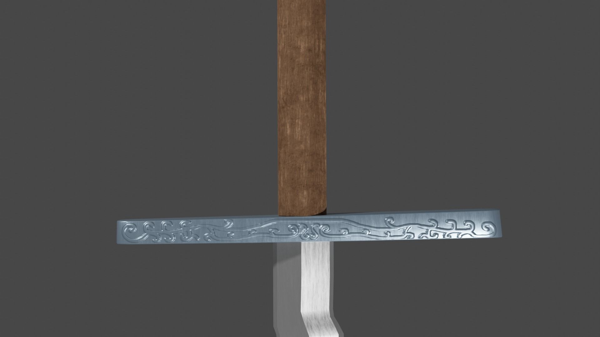 Flamberge sword with Grossmesser handle Low-poly 3D model_9
