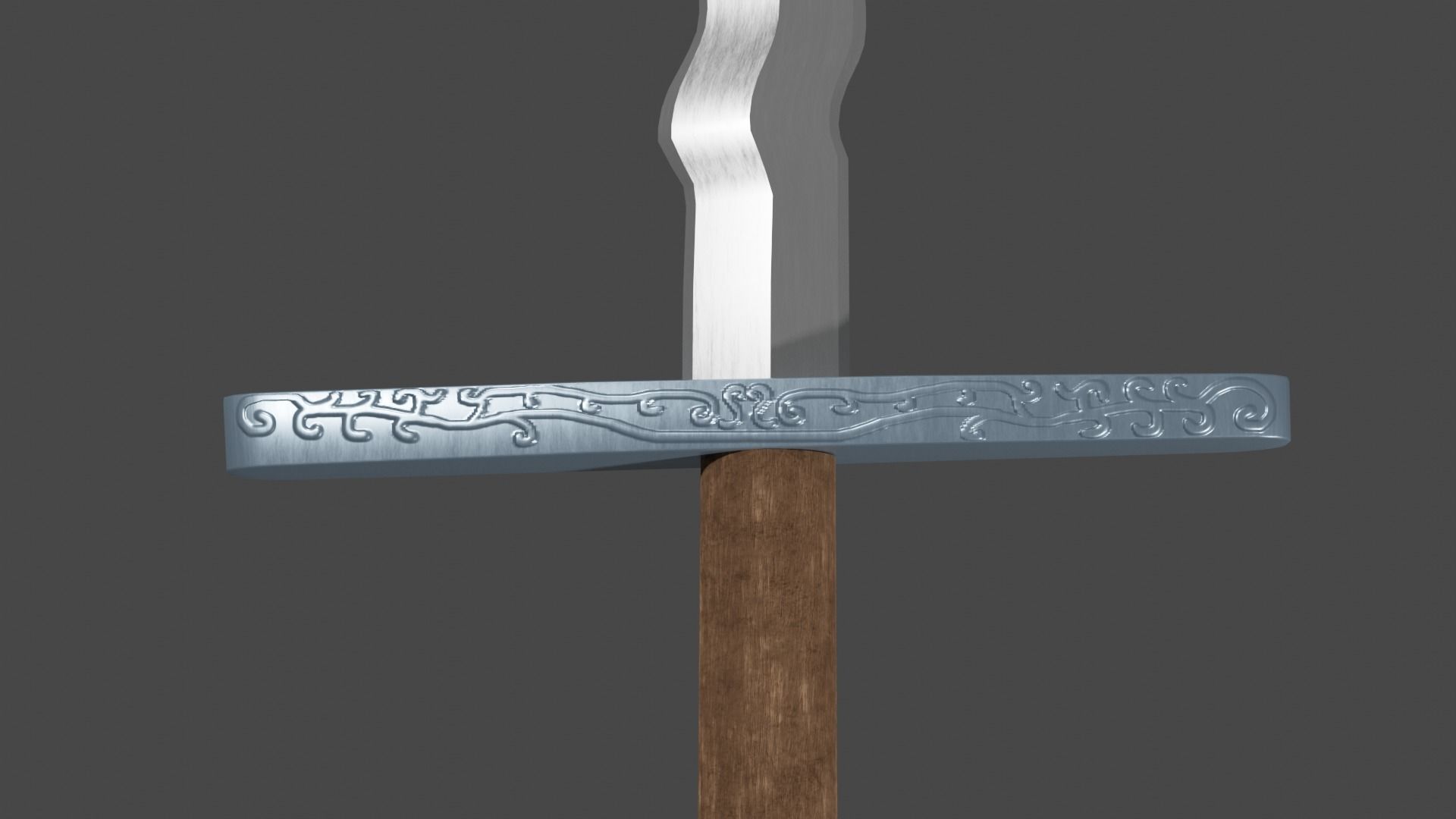 Flamberge sword with Grossmesser handle Low-poly 3D model_10
