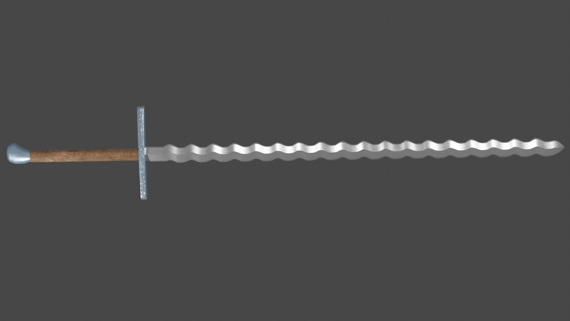 Flamberge sword with Grossmesser handle Low-poly 3D model_5