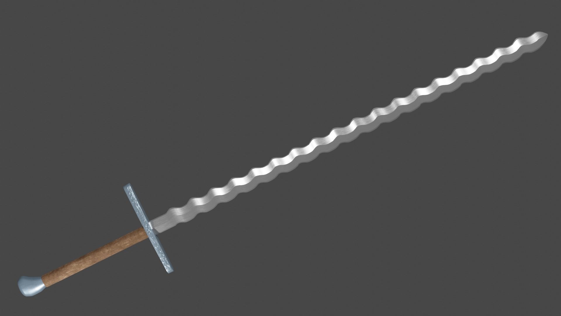 Flamberge sword with Grossmesser handle Low-poly 3D model_4