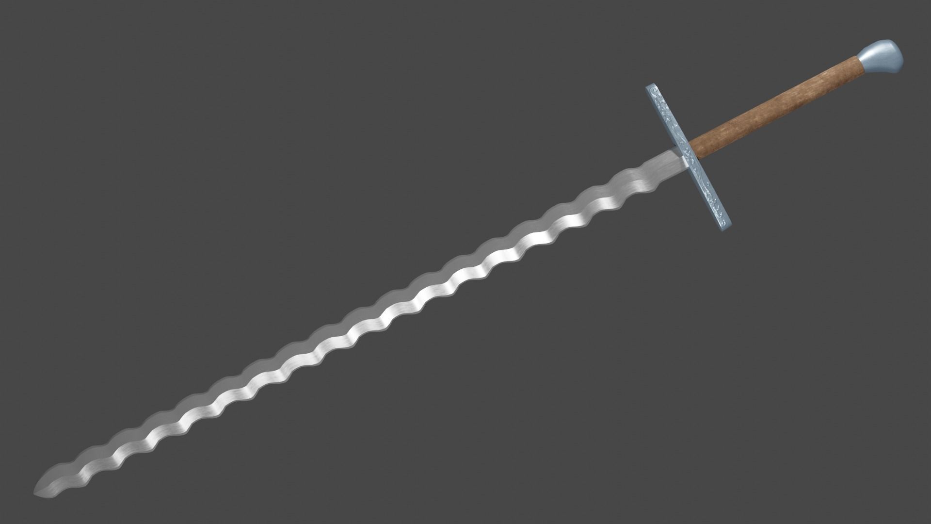 Flamberge sword with Grossmesser handle Low-poly 3D model_2