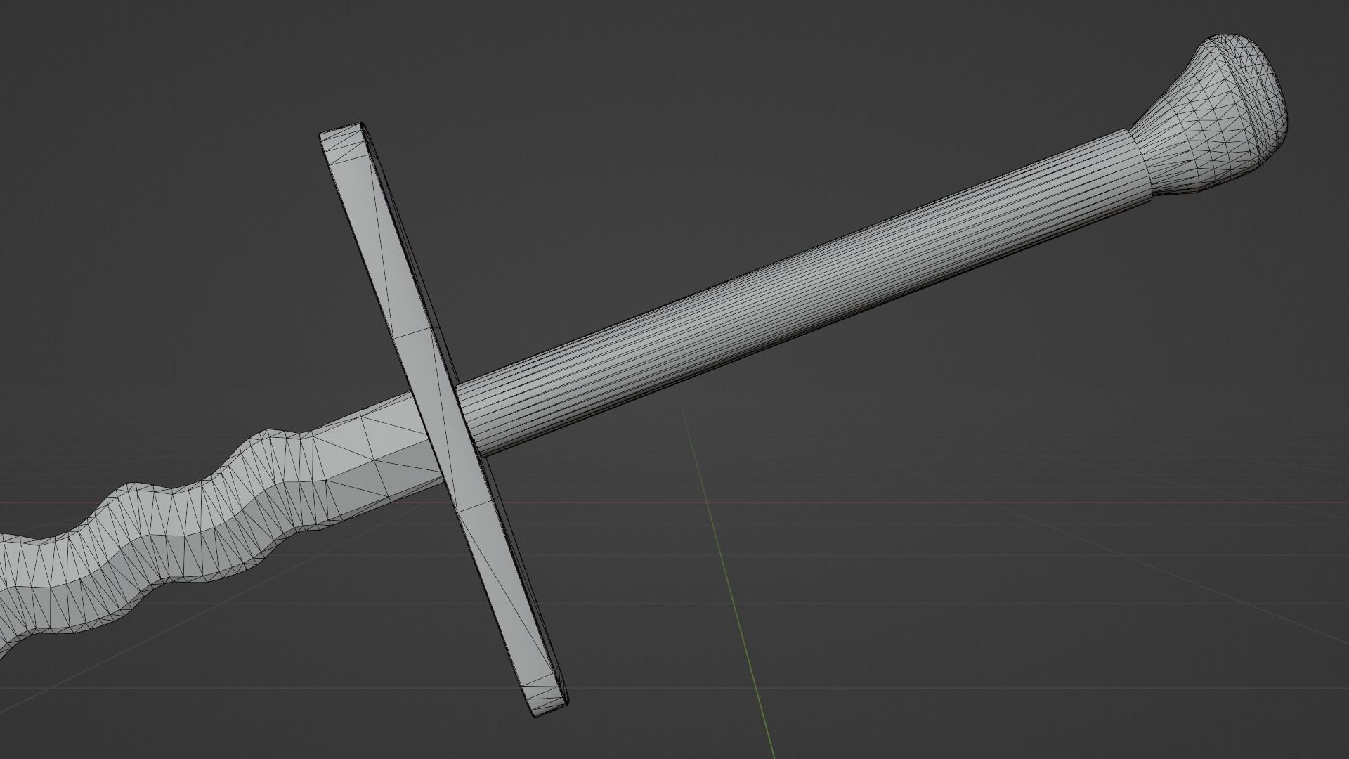 Flamberge sword with Grossmesser handle Low-poly 3D model_15