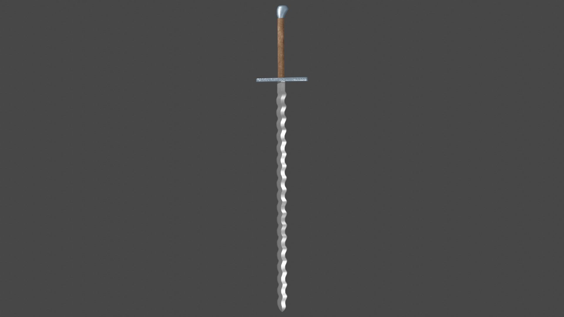 Flamberge sword with Grossmesser handle Low-poly 3D model_8