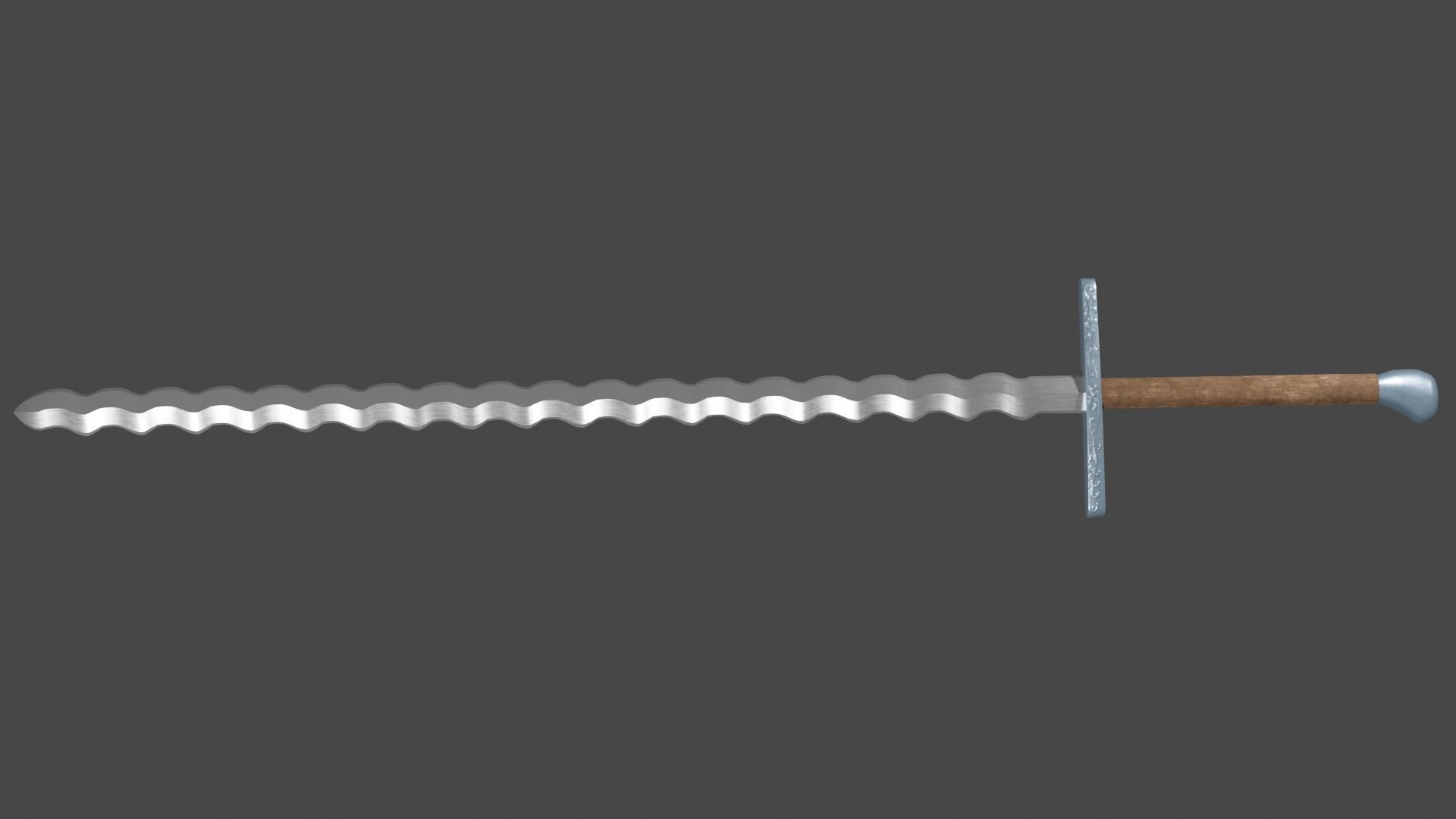 Flamberge sword with Grossmesser handle Low-poly 3D model_6