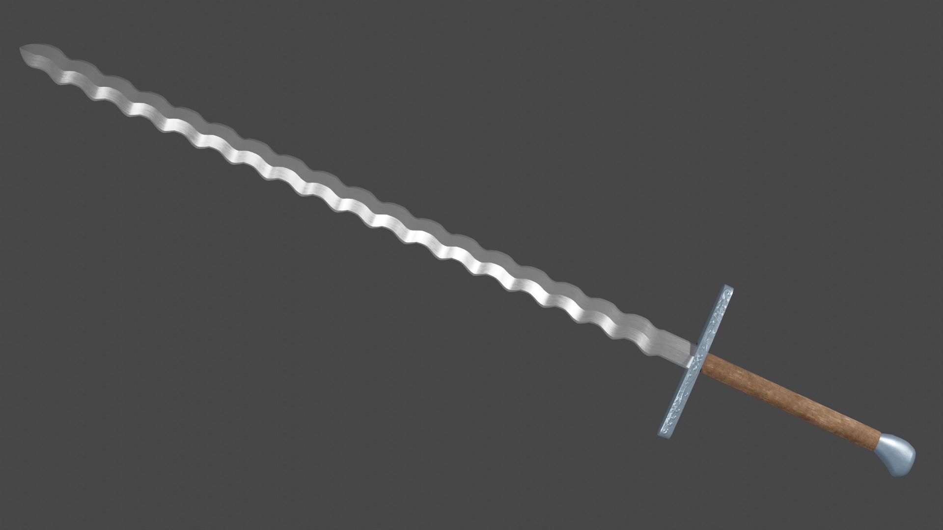 Flamberge sword with Grossmesser handle Low-poly 3D model_3