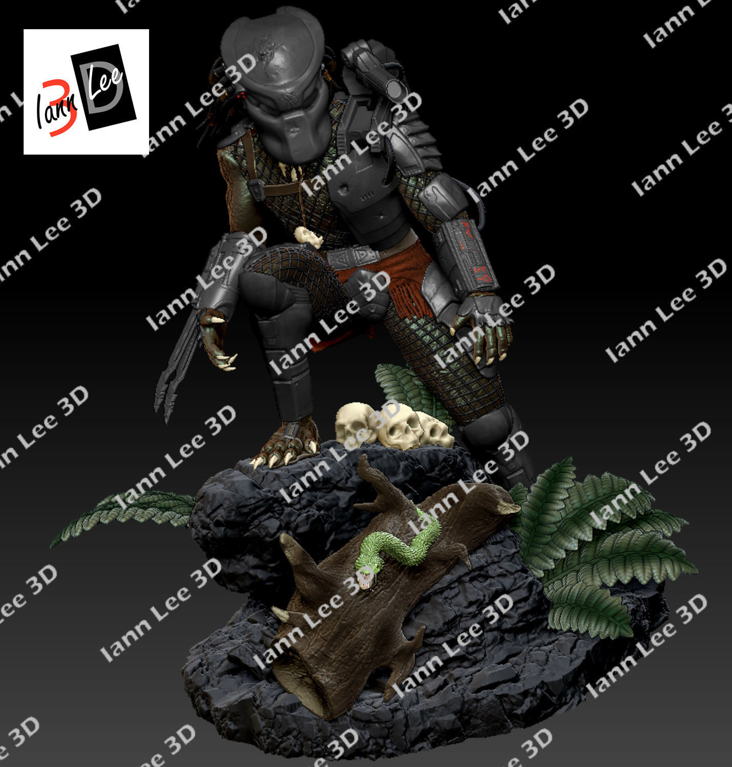 Predator 1987 Coleccionable Scale1-6 con Cabezas Intercambiables 3D print model_13