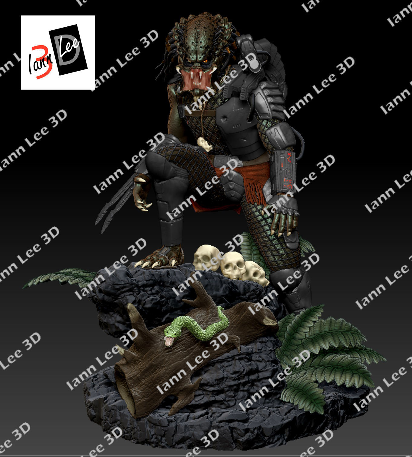Predator 1987 Coleccionable Scale1-6 con Cabezas Intercambiables 3D print model_16