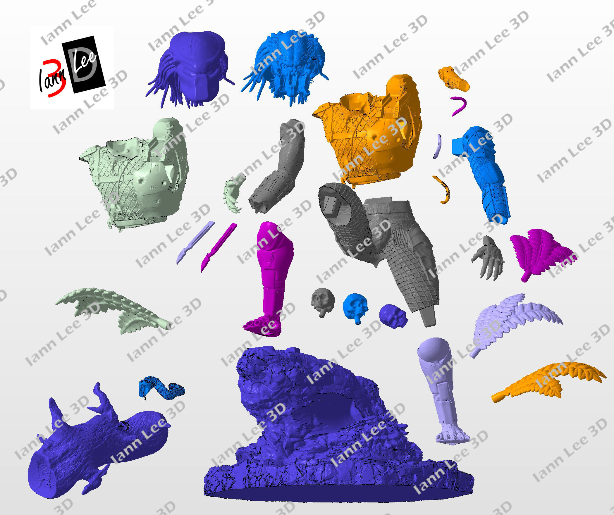 Predator 1987 Coleccionable Scale1-6 con Cabezas Intercambiables 3D print model_4