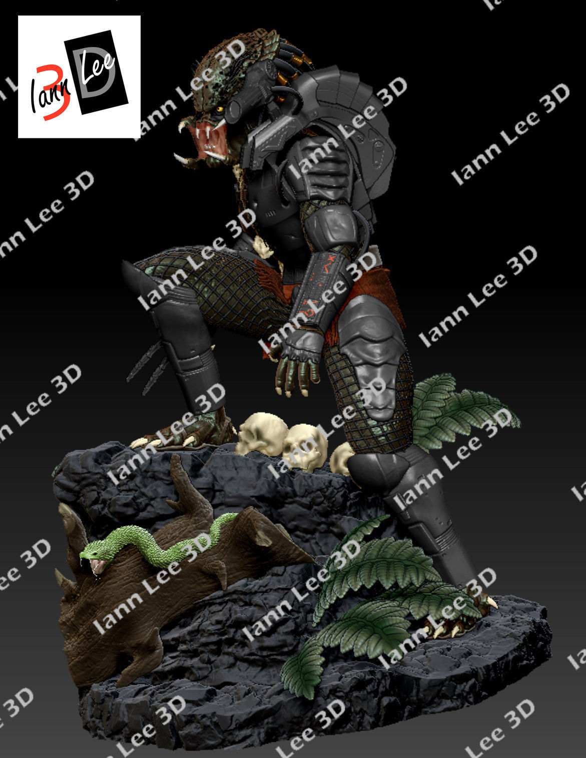 Predator 1987 Coleccionable Scale1-6 con Cabezas Intercambiables 3D print model_17