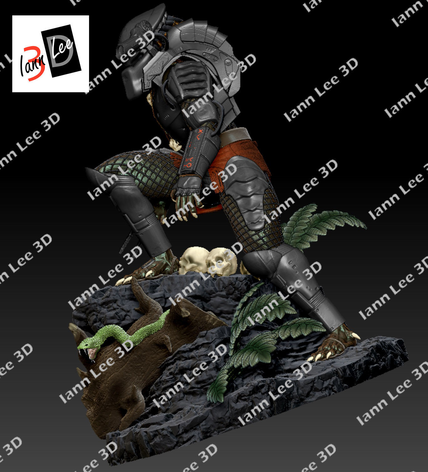 Predator 1987 Coleccionable Scale1-6 con Cabezas Intercambiables 3D print model_14