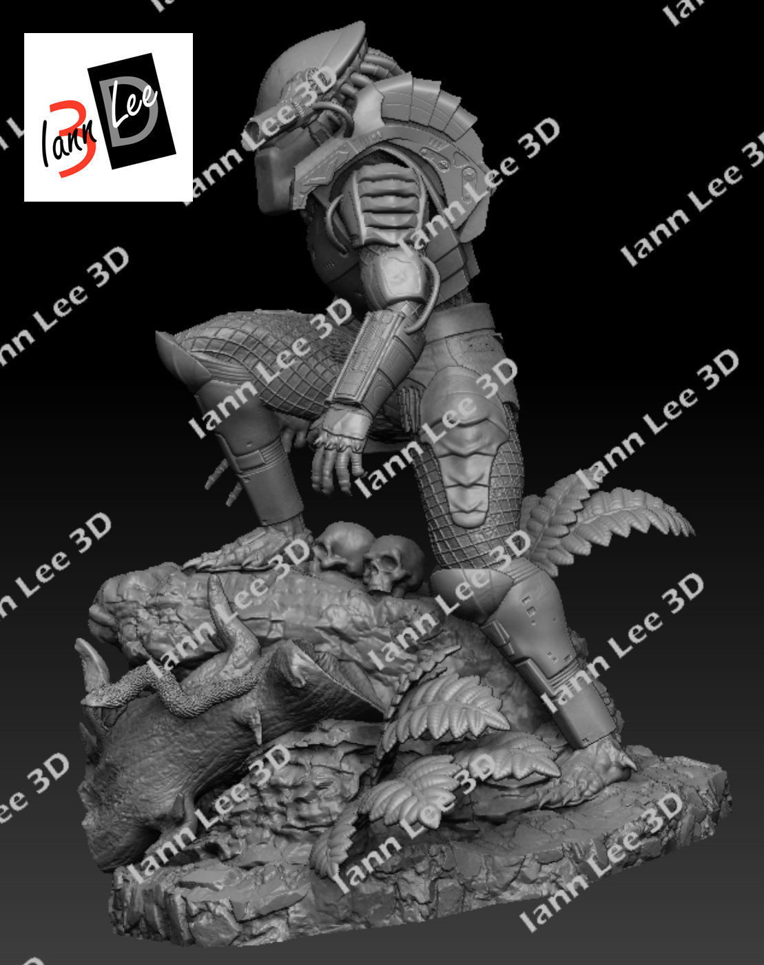 Predator 1987 Coleccionable Scale1-6 con Cabezas Intercambiables 3D print model_10