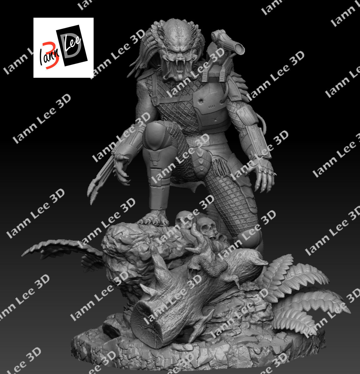 Predator 1987 Coleccionable Scale1-6 con Cabezas Intercambiables 3D print model_5
