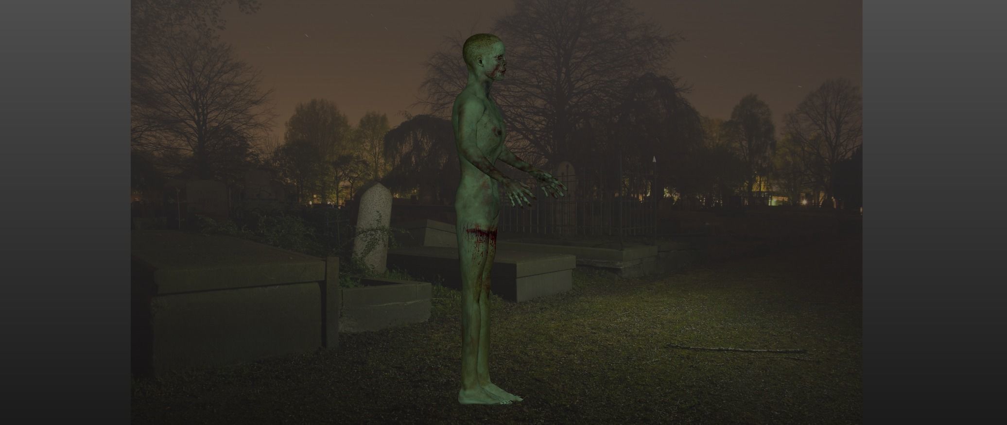 Green Zombie 3D Model Low poly Rigged Low-poly 3D model_6