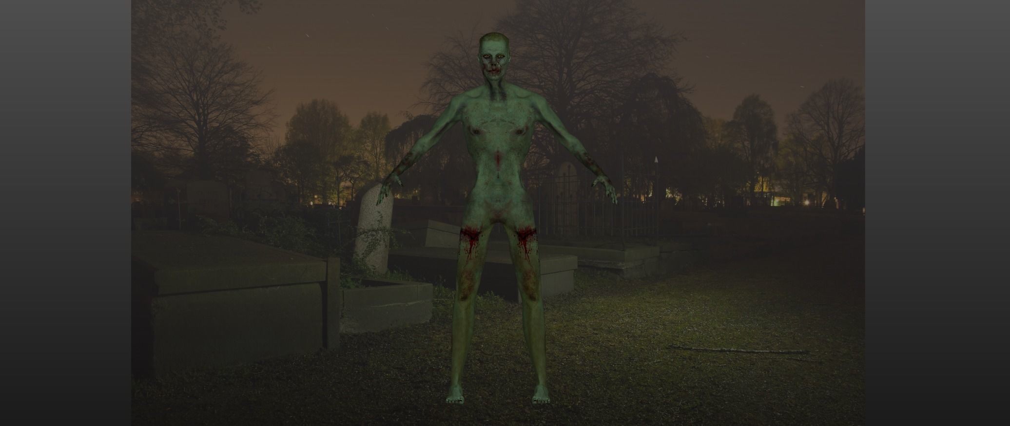 Green Zombie 3D Model Low poly Rigged Low-poly 3D model_3