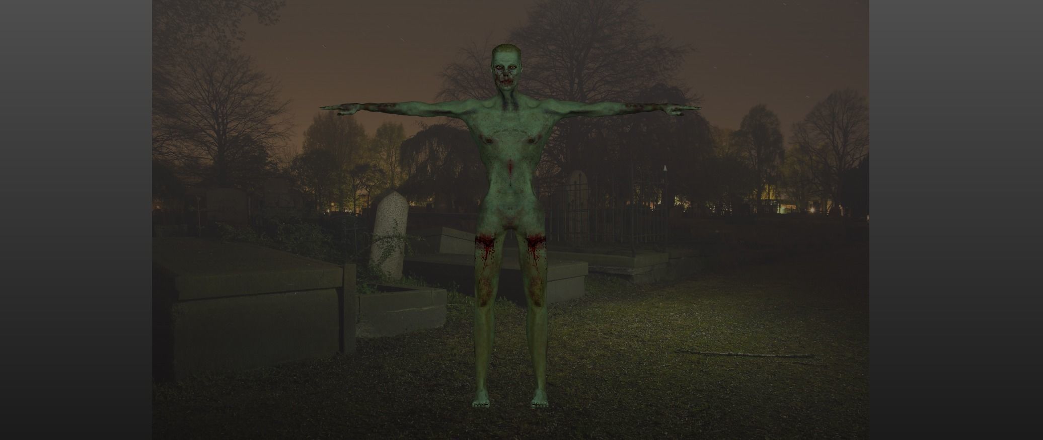 Green Zombie 3D Model Low poly Rigged Low-poly 3D model_2