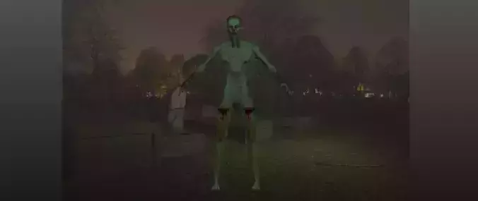 Green Zombie 3D Model Low poly Rigged