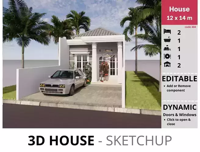 House 12x14m code 404 - Sketchup